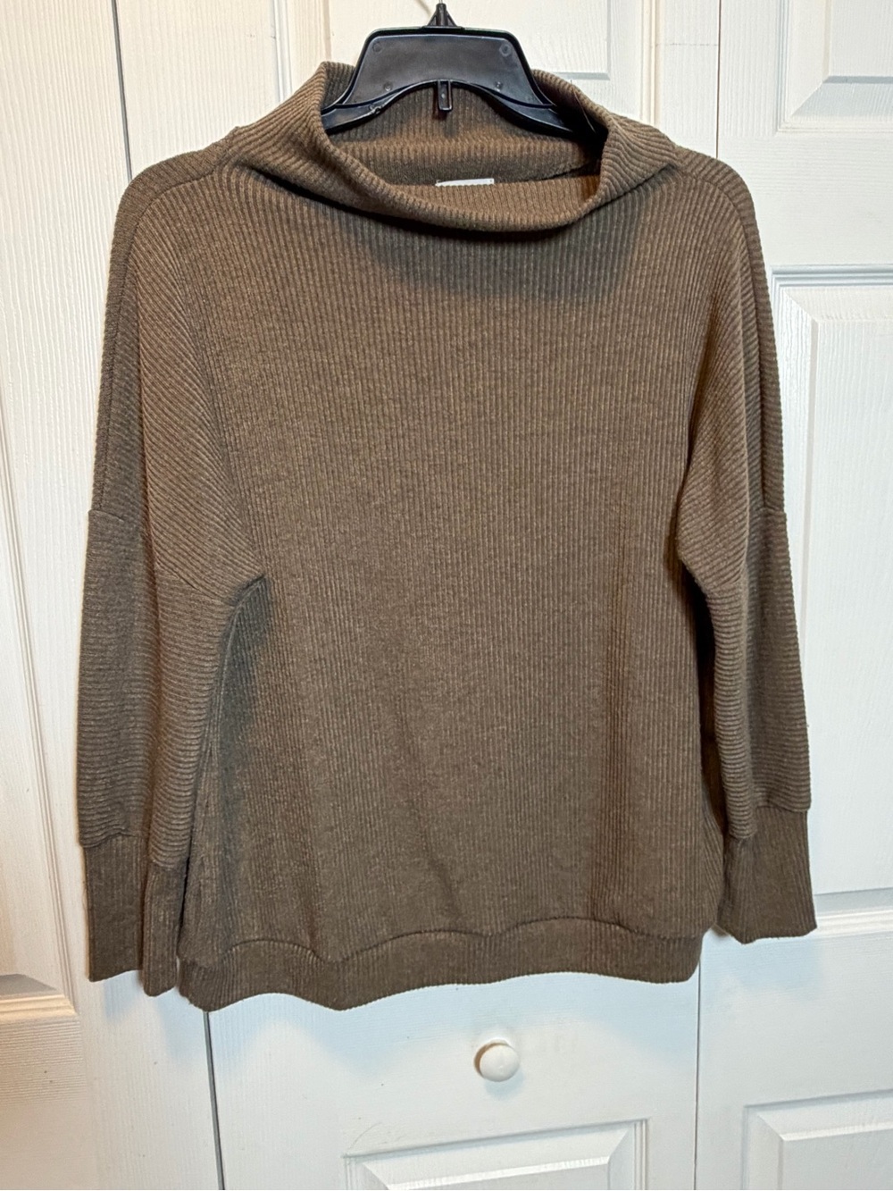 Andrée by Unit XL Brown Ribbed Cowl Neck Sweater Relaxed Dolman Sleeve Top - Picture 1 of 7